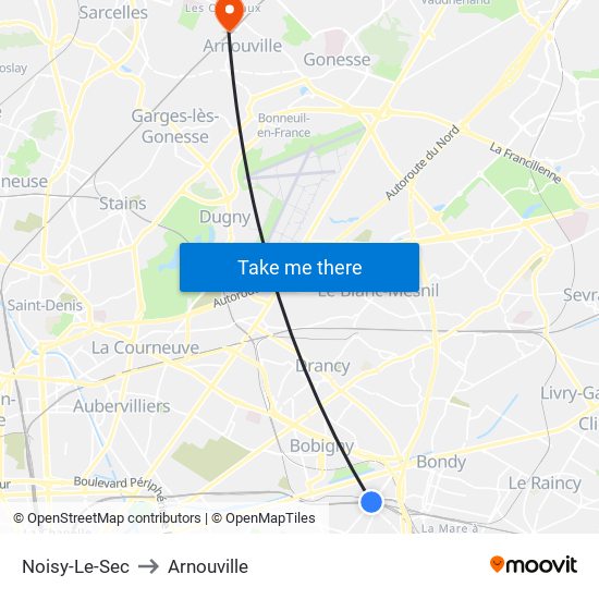Noisy-Le-Sec to Arnouville map