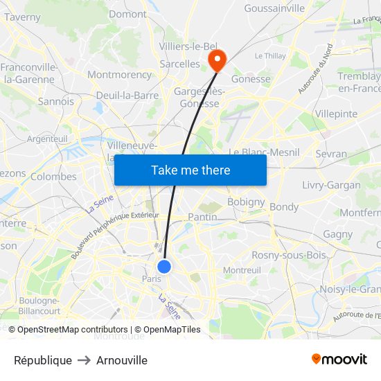 République to Arnouville map