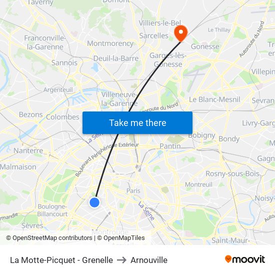 La Motte-Picquet - Grenelle to Arnouville map