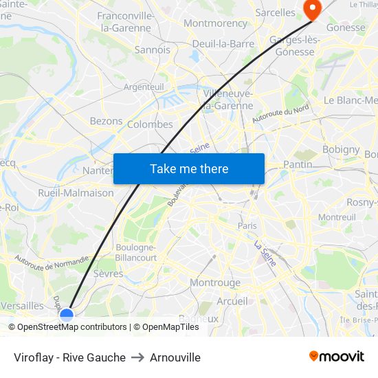 Viroflay - Rive Gauche to Arnouville map