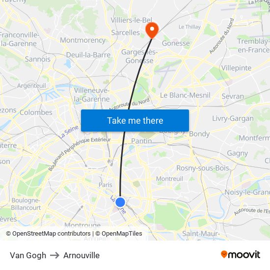 Van Gogh to Arnouville map