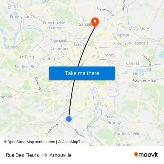 Rue Des Fleurs to Arnouville map