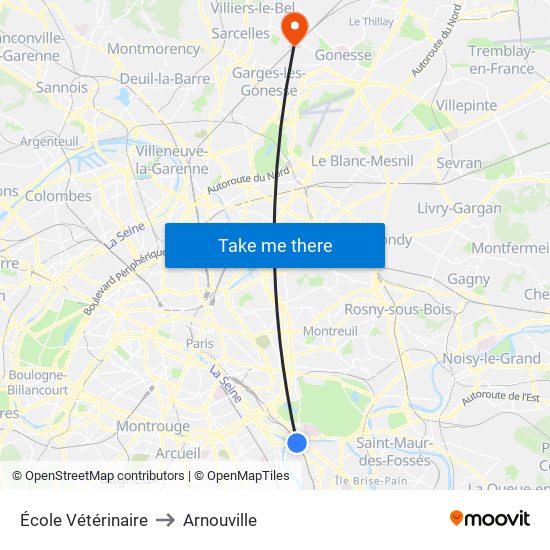 École Vétérinaire to Arnouville map