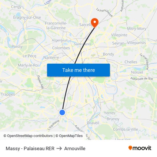 Massy - Palaiseau RER to Arnouville map