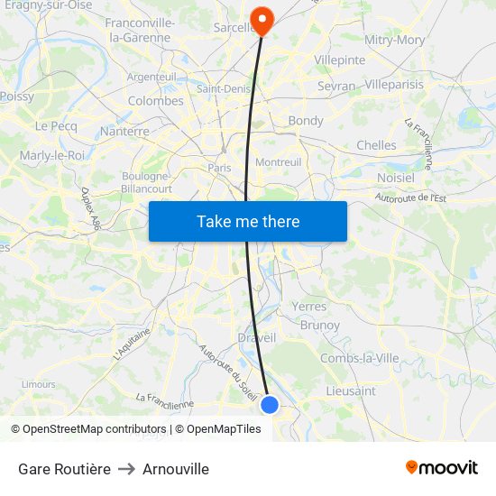 Gare Routière to Arnouville map