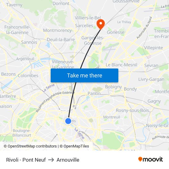 Rivoli - Pont Neuf to Arnouville map