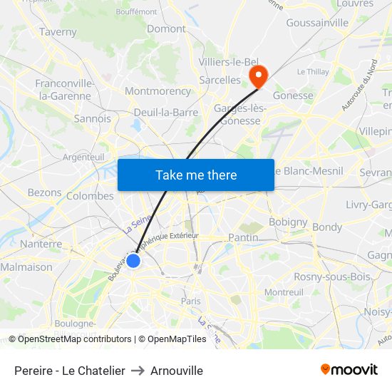 Pereire - Le Chatelier to Arnouville map