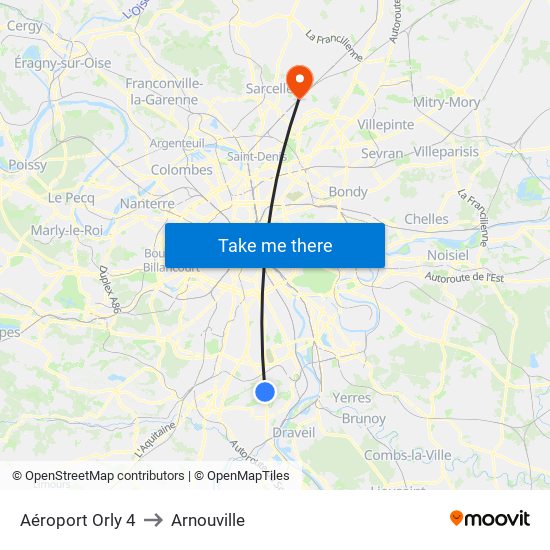 Aéroport Orly 4 to Arnouville map