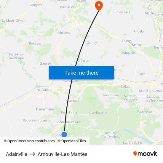 Adainville to Arnouville-Les-Mantes map