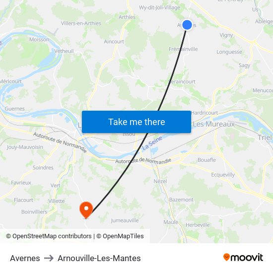 Avernes to Arnouville-Les-Mantes map