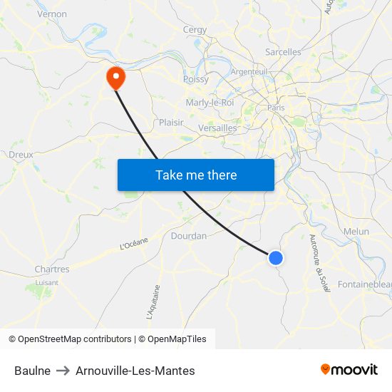 Baulne to Arnouville-Les-Mantes map