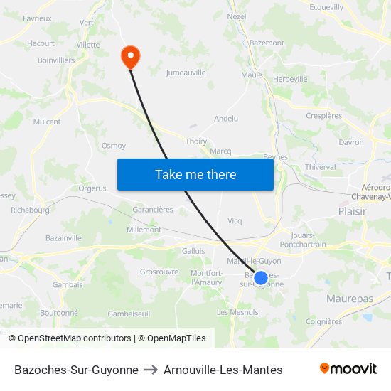 Bazoches-Sur-Guyonne to Arnouville-Les-Mantes map