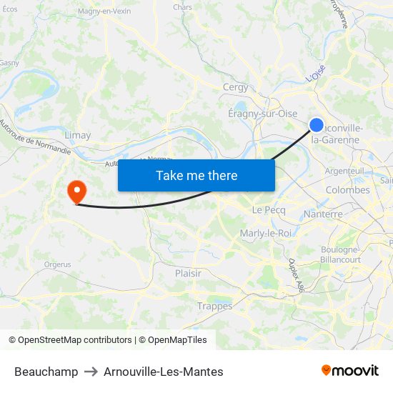 Beauchamp to Arnouville-Les-Mantes map