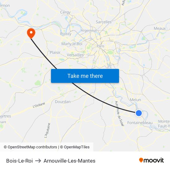 Bois-Le-Roi to Arnouville-Les-Mantes map