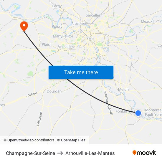 Champagne-Sur-Seine to Arnouville-Les-Mantes map