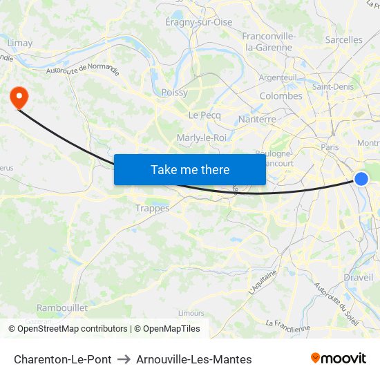 Charenton-Le-Pont to Arnouville-Les-Mantes map