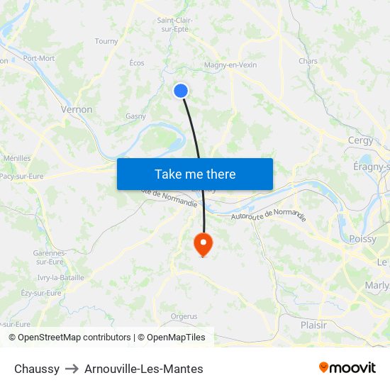 Chaussy to Arnouville-Les-Mantes map