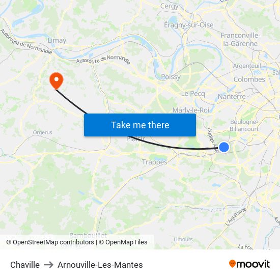 Chaville to Arnouville-Les-Mantes map