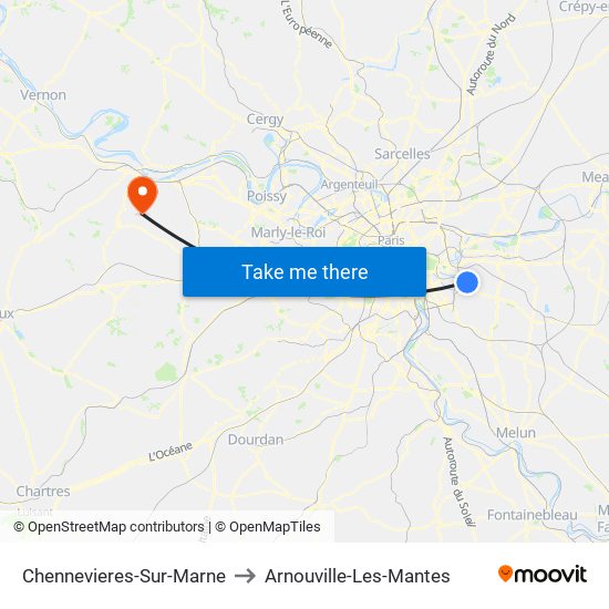 Chennevieres-Sur-Marne to Arnouville-Les-Mantes map
