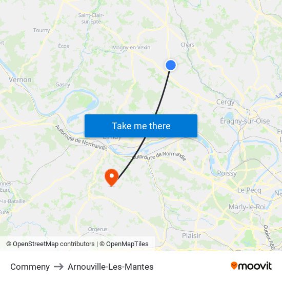 Commeny to Arnouville-Les-Mantes map