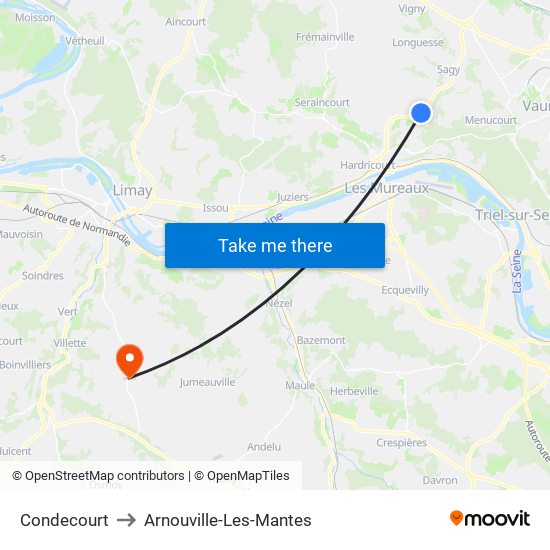 Condecourt to Arnouville-Les-Mantes map