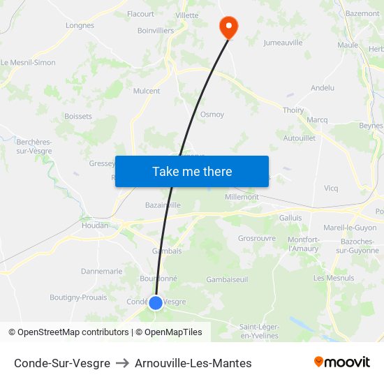 Conde-Sur-Vesgre to Arnouville-Les-Mantes map