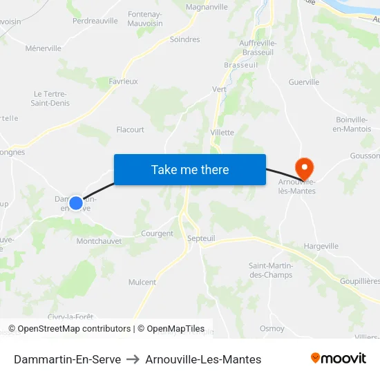 Dammartin-En-Serve to Arnouville-Les-Mantes map