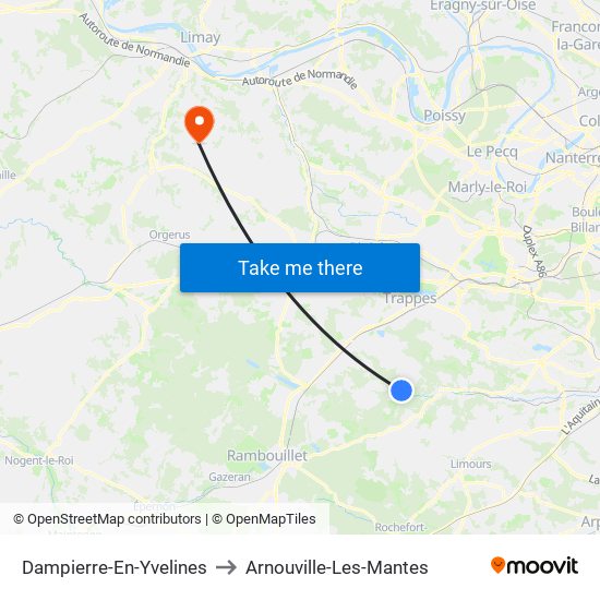 Dampierre-En-Yvelines to Arnouville-Les-Mantes map