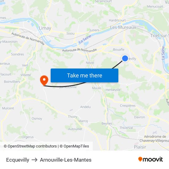 Ecquevilly to Arnouville-Les-Mantes map