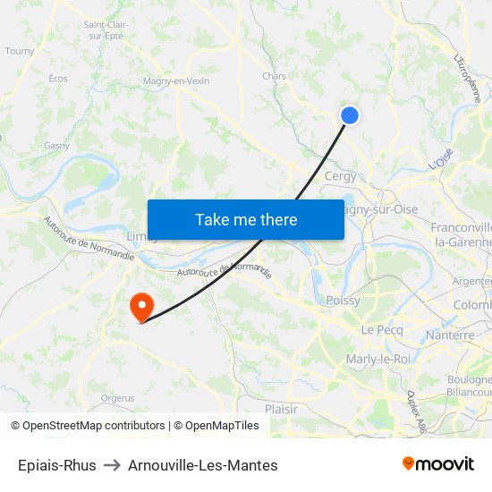 Epiais-Rhus to Arnouville-Les-Mantes map