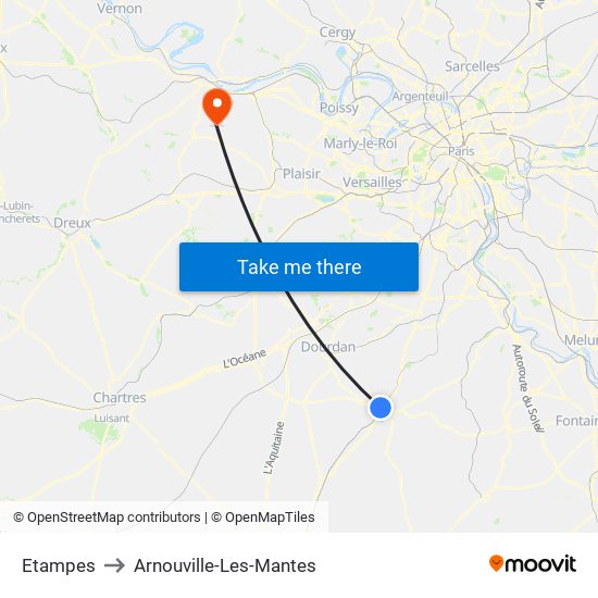 Etampes to Arnouville-Les-Mantes map