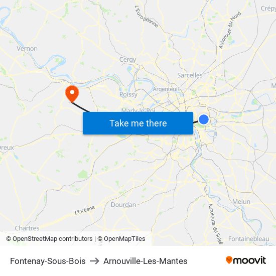 Fontenay-Sous-Bois to Arnouville-Les-Mantes map