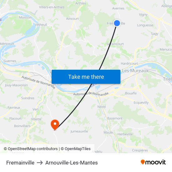 Fremainville to Arnouville-Les-Mantes map