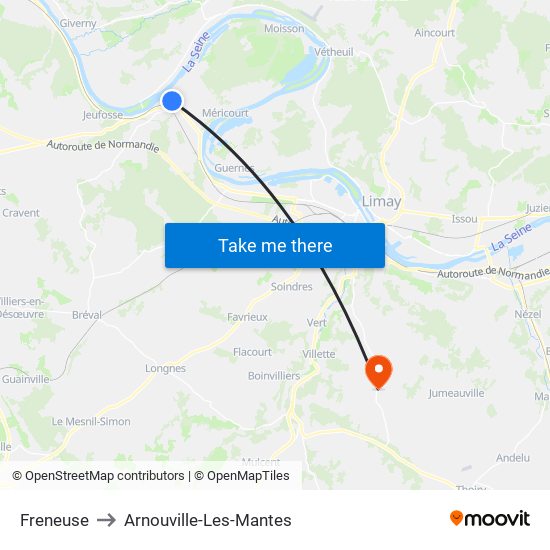 Freneuse to Arnouville-Les-Mantes map