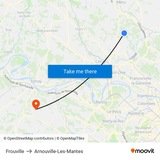 Frouville to Arnouville-Les-Mantes map