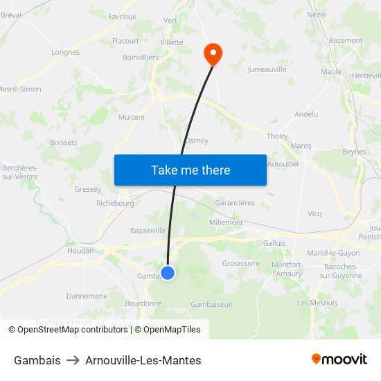 Gambais to Arnouville-Les-Mantes map