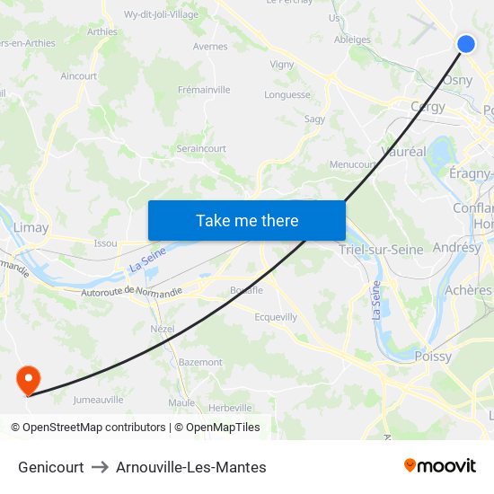 Genicourt to Arnouville-Les-Mantes map
