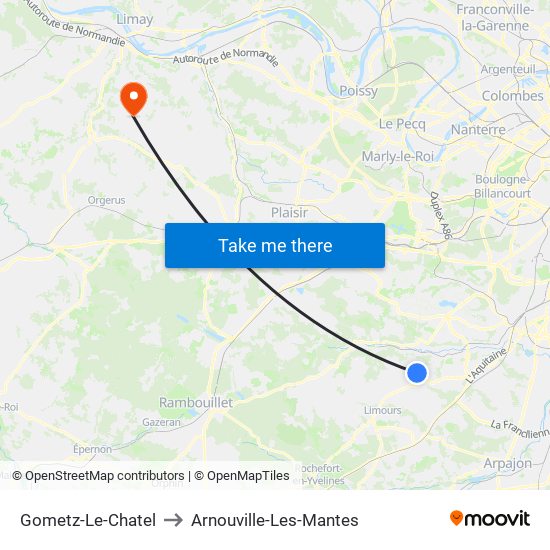 Gometz-Le-Chatel to Arnouville-Les-Mantes map