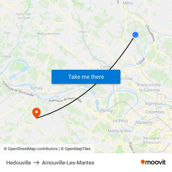 Hedouville to Arnouville-Les-Mantes map
