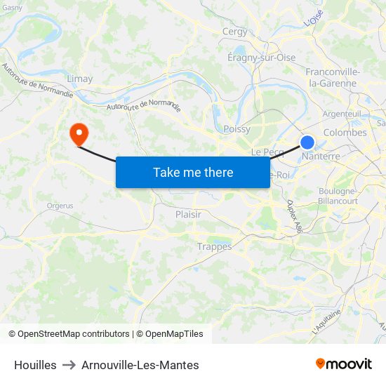 Houilles to Arnouville-Les-Mantes map