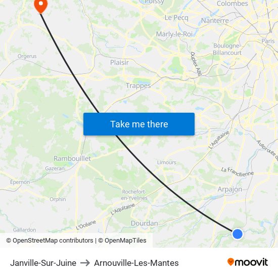 Janville-Sur-Juine to Arnouville-Les-Mantes map