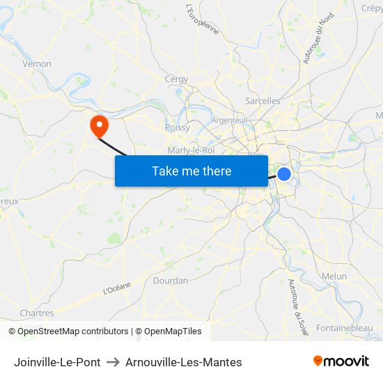 Joinville-Le-Pont to Arnouville-Les-Mantes map