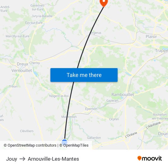 Jouy to Arnouville-Les-Mantes map