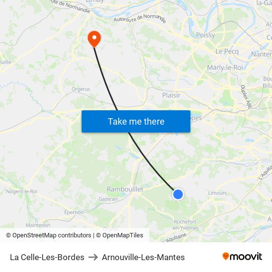 La Celle-Les-Bordes to Arnouville-Les-Mantes map