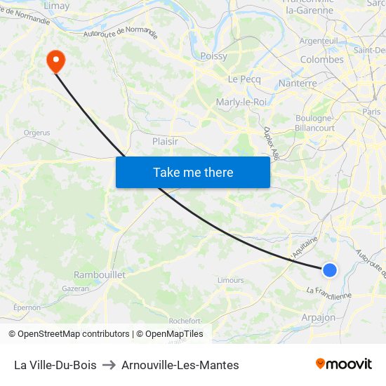 La Ville-Du-Bois to Arnouville-Les-Mantes map