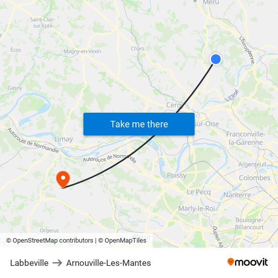 Labbeville to Arnouville-Les-Mantes map
