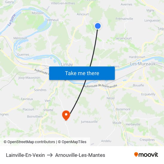 Lainville-En-Vexin to Arnouville-Les-Mantes map