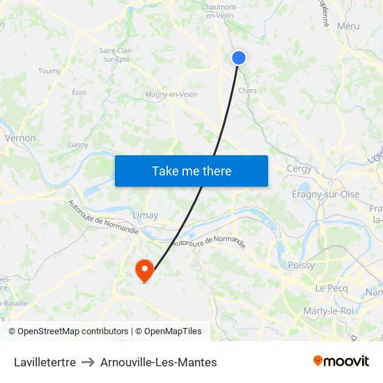 Lavilletertre to Arnouville-Les-Mantes map