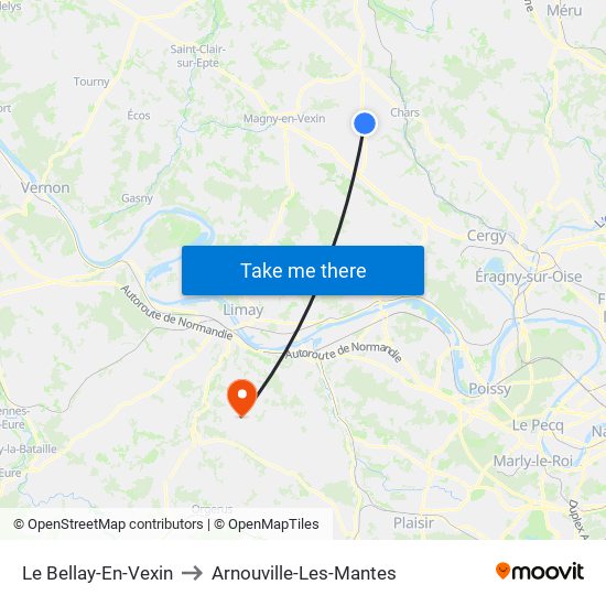 Le Bellay-En-Vexin to Arnouville-Les-Mantes map