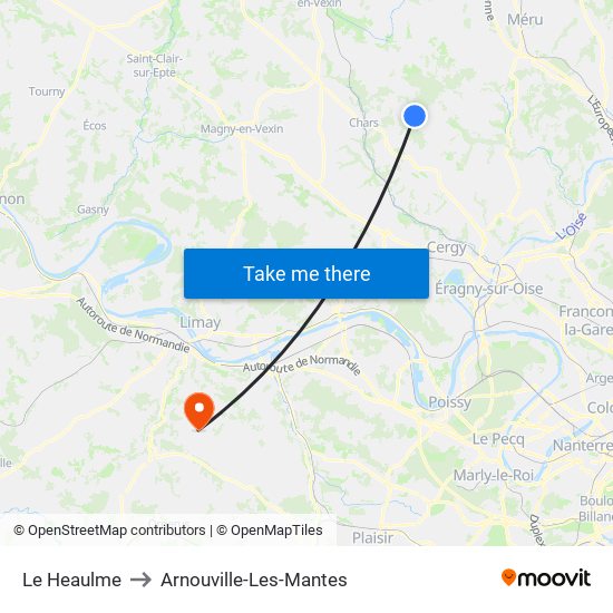 Le Heaulme to Arnouville-Les-Mantes map